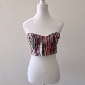 Coachella-style, pink crop top, strapless